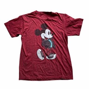 Mickey Mouse T Shirt Red Tee Short Sleeve Disney Casual Athleisure Biker Moto S